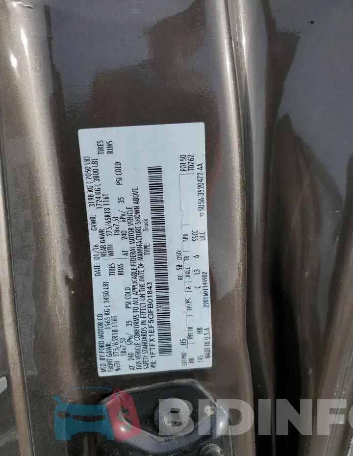 1FTFX1EF5GFB01843 Photo# 13