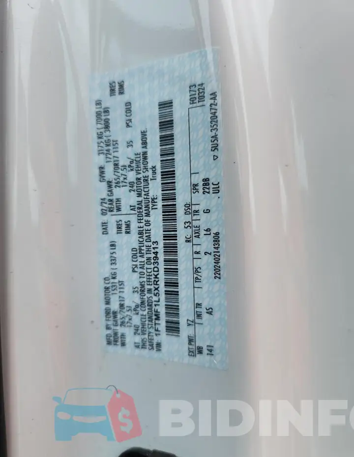1FTMF1L5XRKD39413 Photo# 12