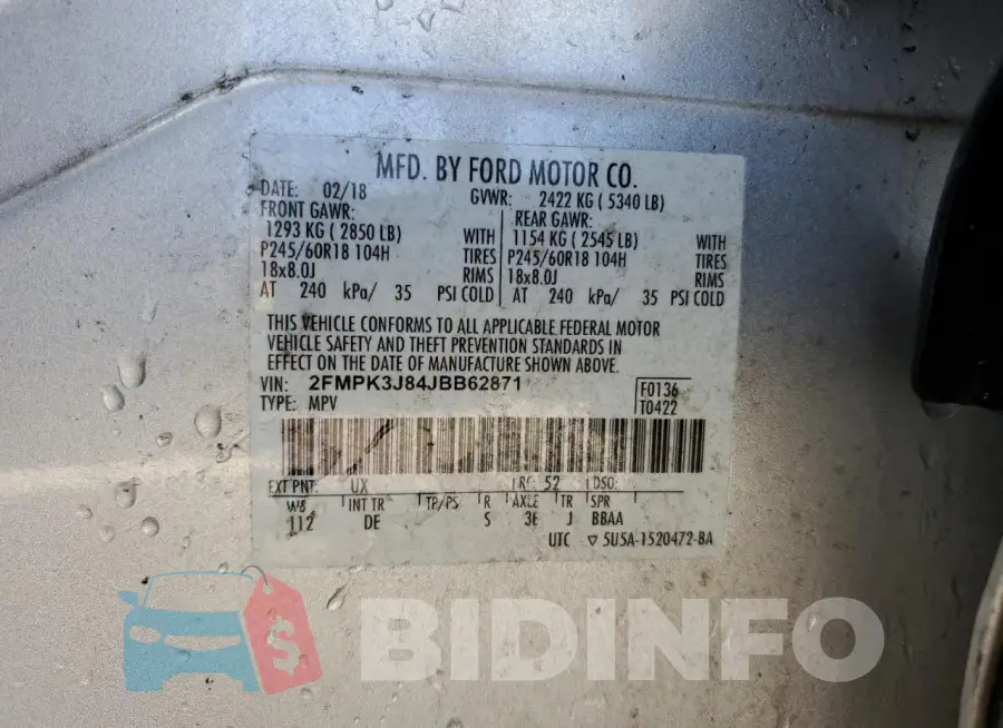 2FMPK3J84JBB62871 Photo# 13