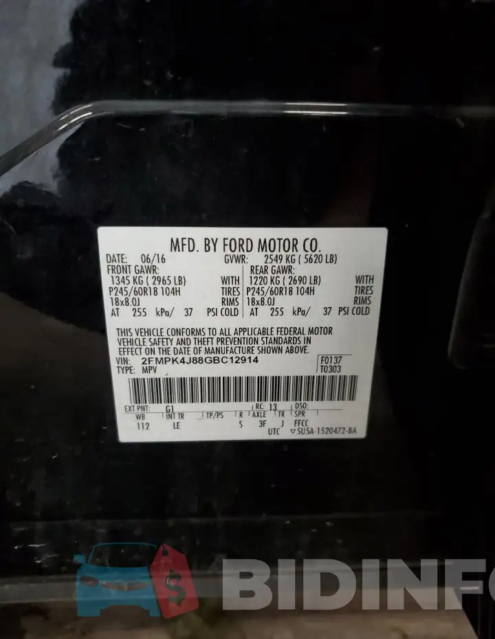 2FMPK4J88GBC12914 Photo# 13