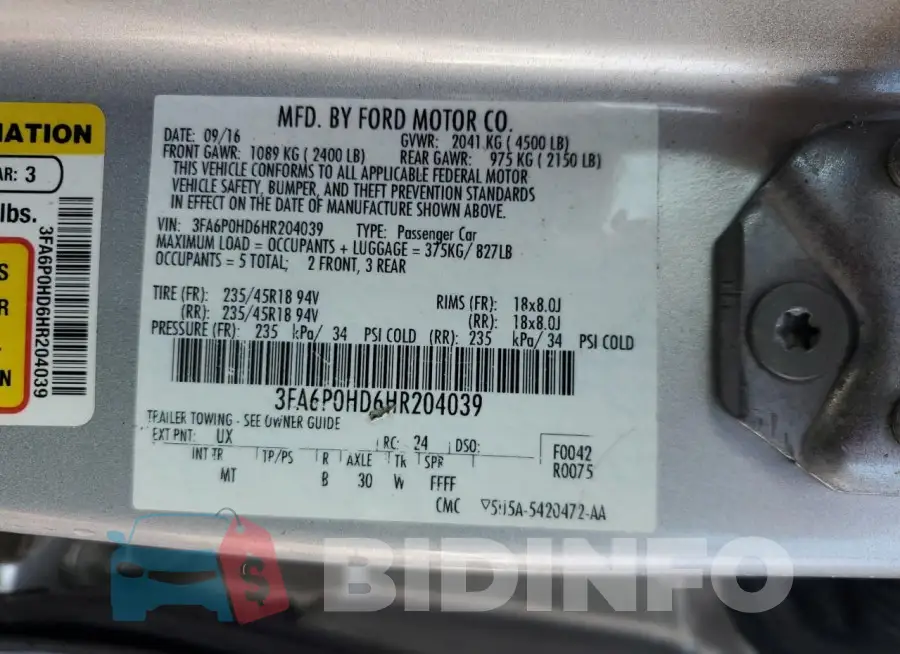 3FA6P0HD6HR204039 Photo# 12