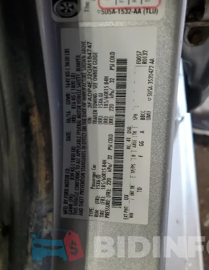 3FADP4EJ2GM184747 Photo# 12