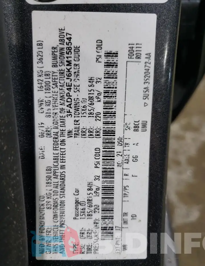 3FADP4EJ6KM158547 Photo# 13