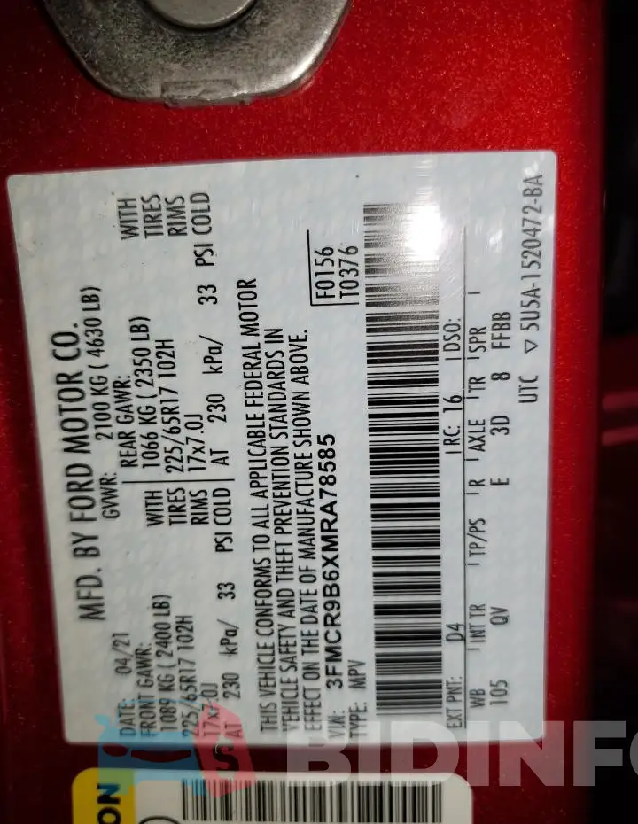 3FMCR9B6XMRA78585 Photo# 13