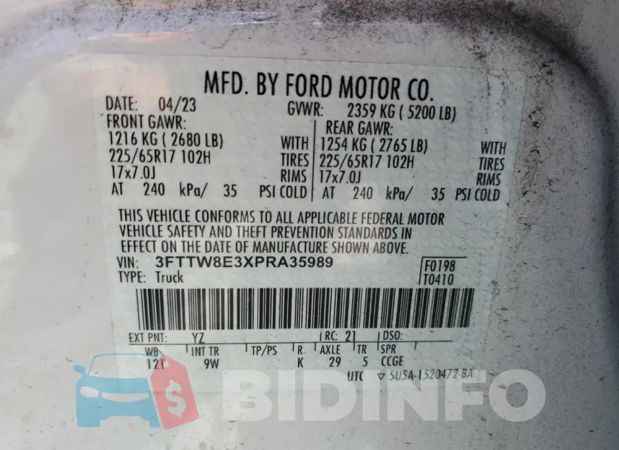 3FTTW8E3XPRA35989 Photo# 12