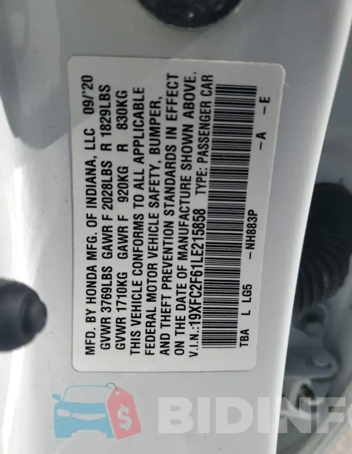 19XFC2F61LE215858 Photo# 13