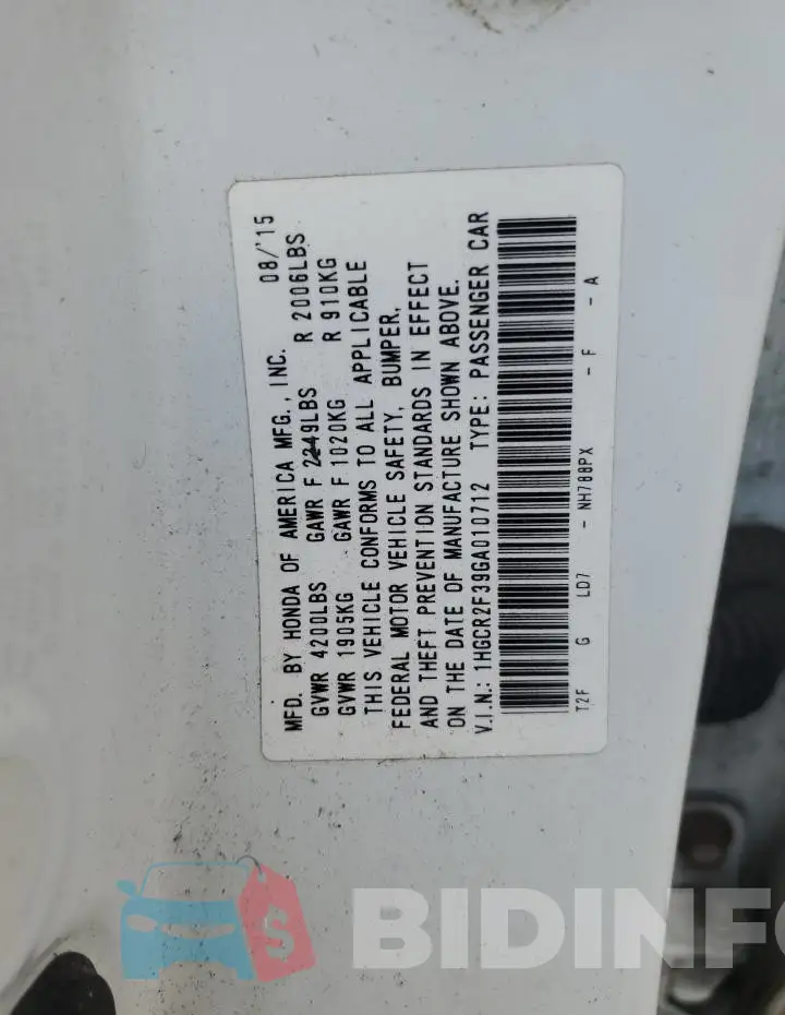 1HGCR2F39GA010712 Photo# 13