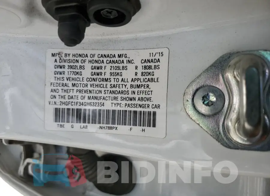2HGFC1F34GH632354 Photo# 13