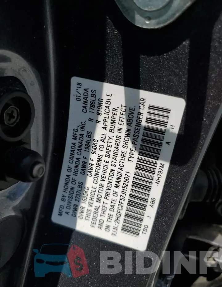 2HGFC2F57JH525071 Photo# 12