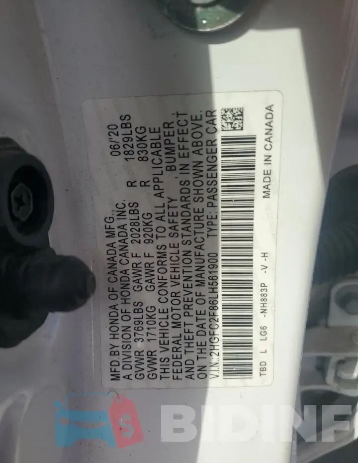 2HGFC2F86LH561900 Photo# 12