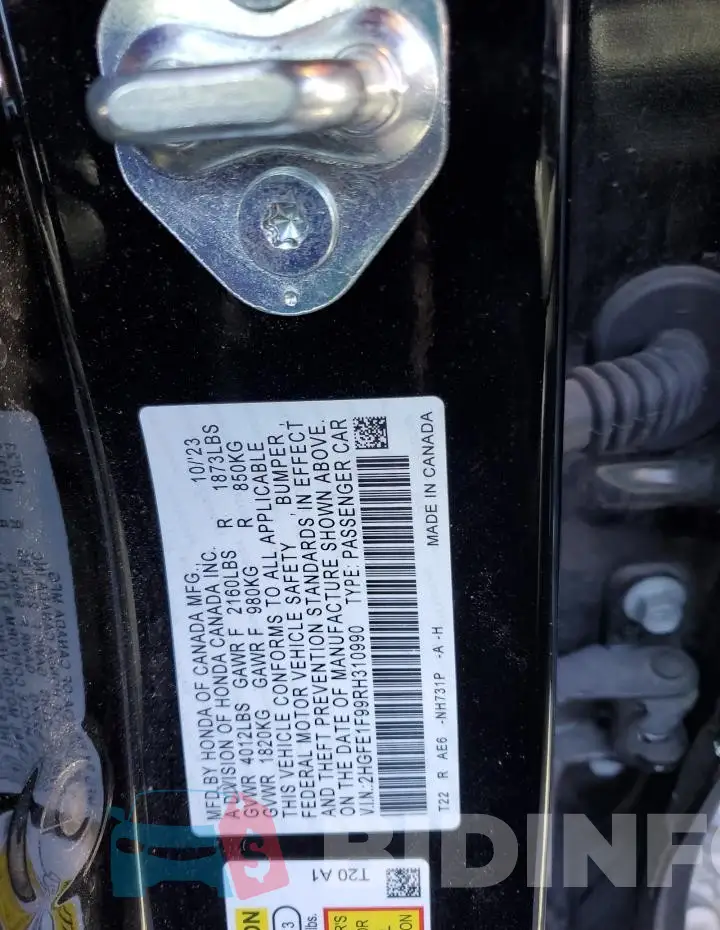 2HGFE1F99RH310990 Photo# 12