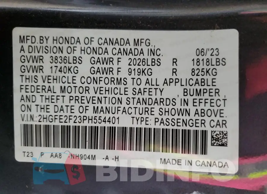 2HGFE2F23PH554401 Photo# 12