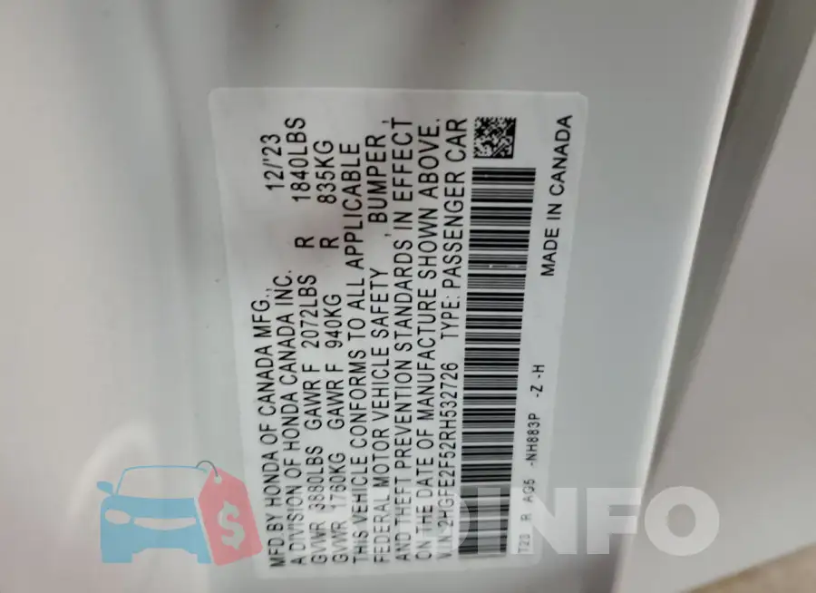 2HGFE2F52RH532726 Photo# 12