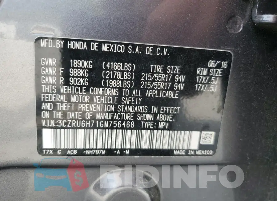 3CZRU6H71GM756468 Photo# 13