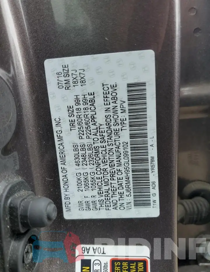 5J6RM4H95GL099102 Photo# 13