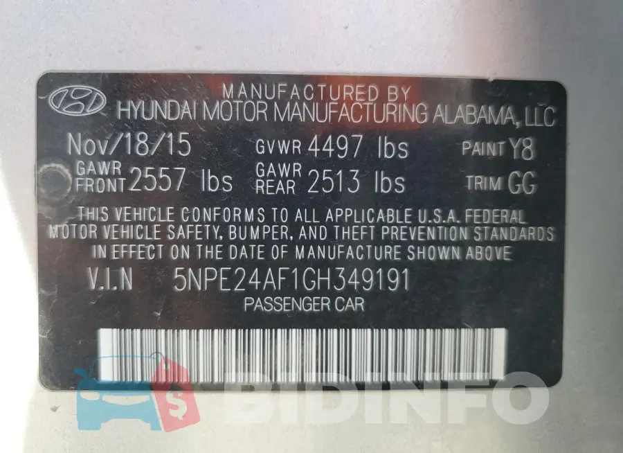 5NPE24AF1GH349191 Photo# 13