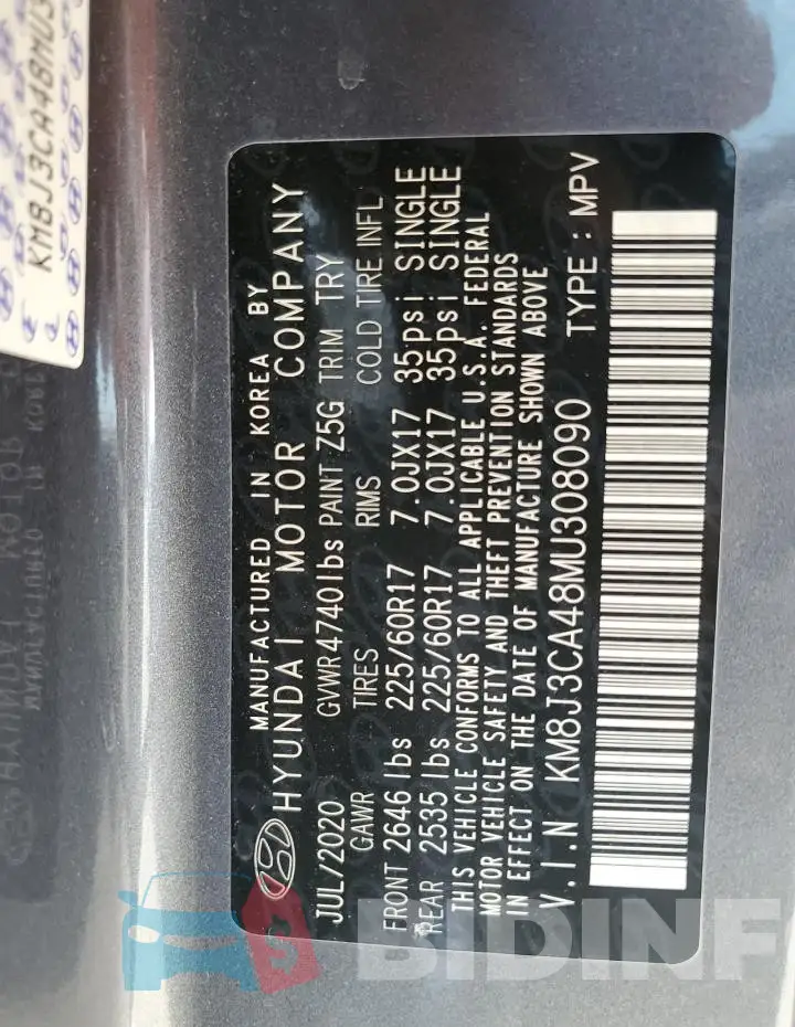 KM8J3CA48MU308090 Photo# 13