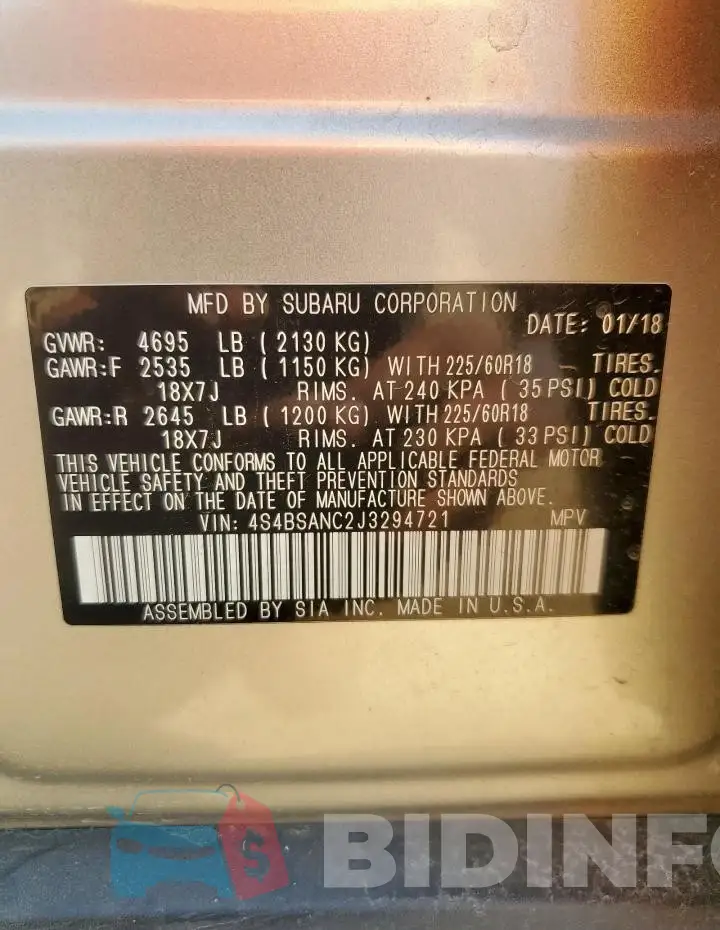 4S4BSANC2J3294721 Photo# 14
