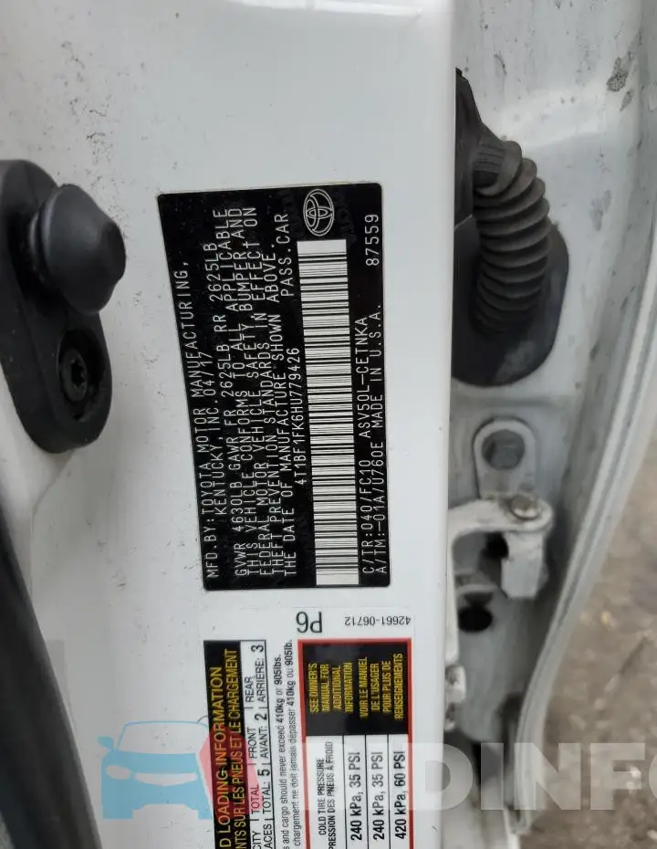 4T1BF1FK6HU779426 Photo# 13