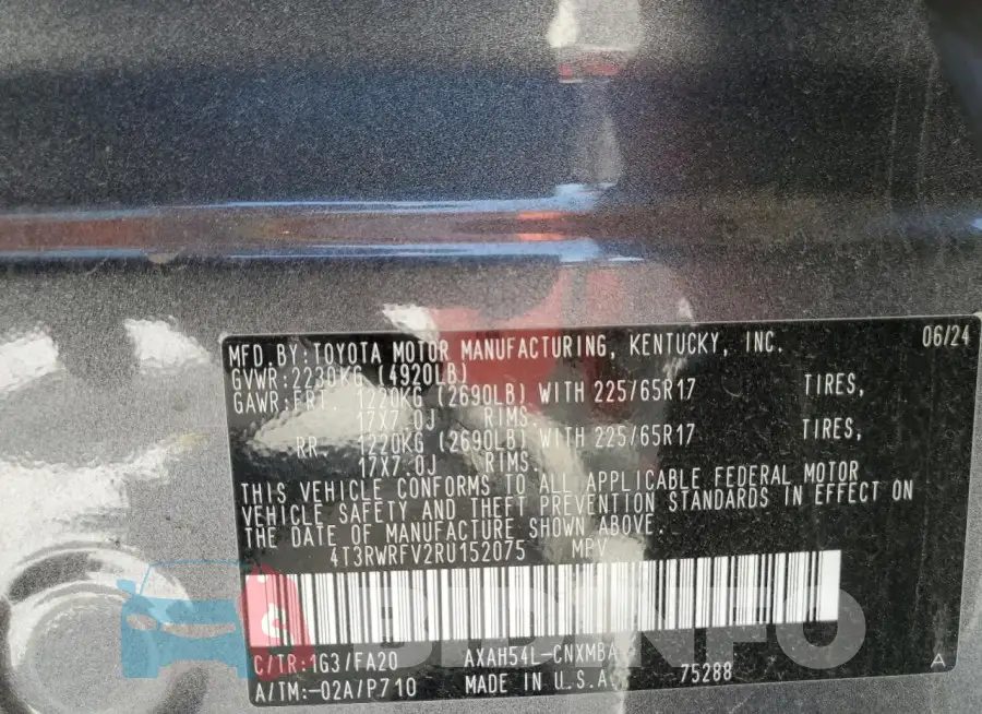 4T3RWRFV2RU152075 Photo# 13