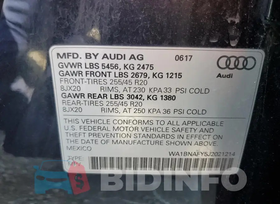 WA1BNAFY5J2021214 Photo# 13