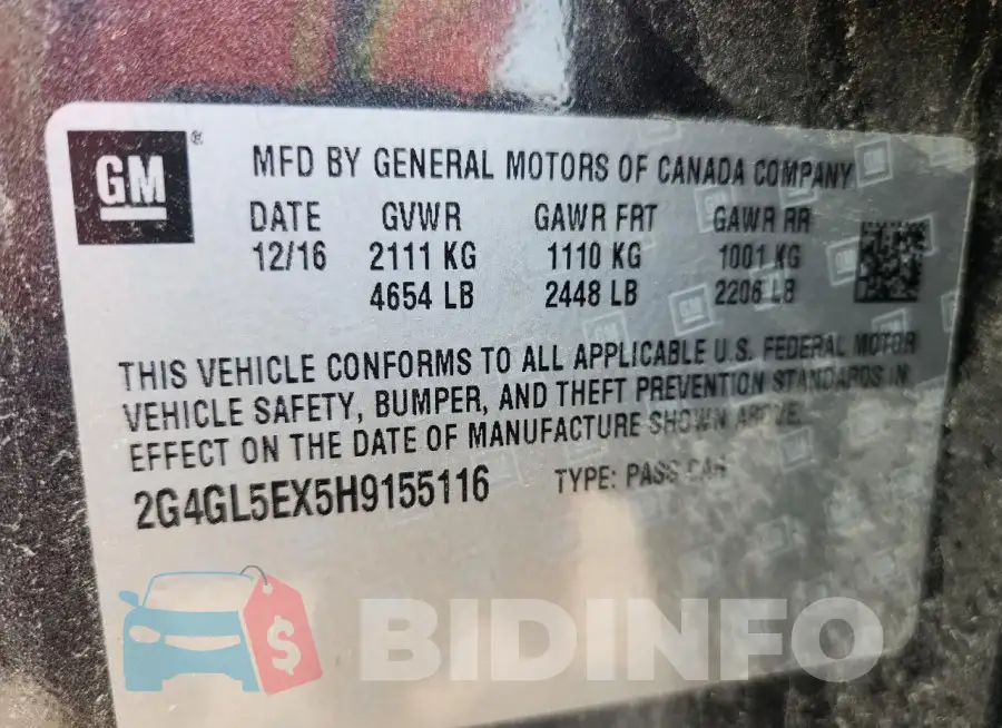 2G4GL5EX5H9155116 Photo# 12