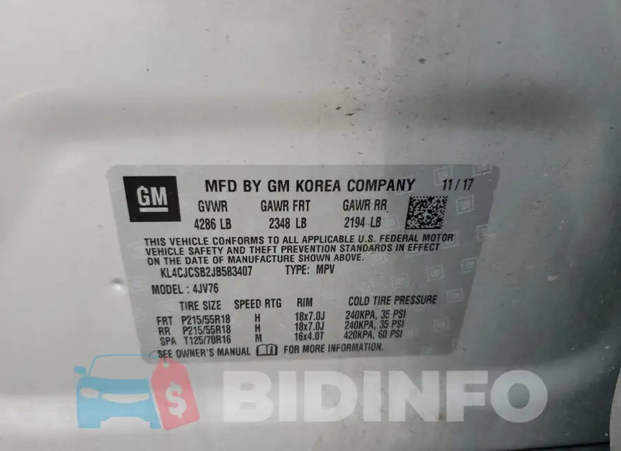 KL4CJCSB2JB583407 Photo# 13
