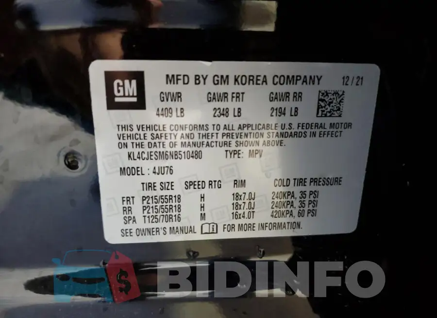 KL4CJESM6NB510480 Photo# 14