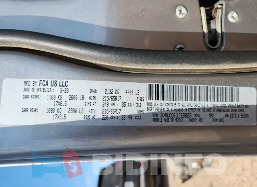 3C4NJDDB1LT226853 Photo# 13