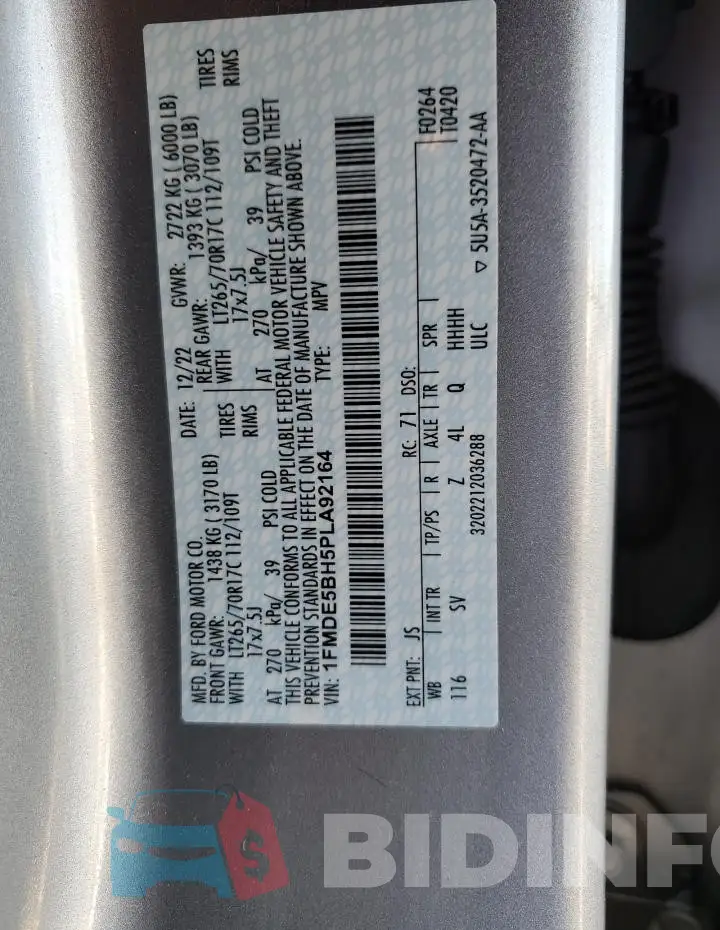 1FMDE5BH5PLA92164 Photo# 14