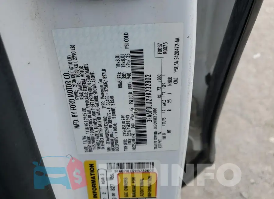 3FA6P0LU2HR232802 Photo# 12