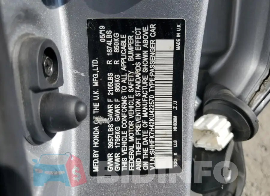 SHHFK7H42KU422570 Photo# 12