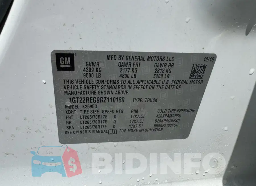 1GT22REG9GZ110189 Photo# 10