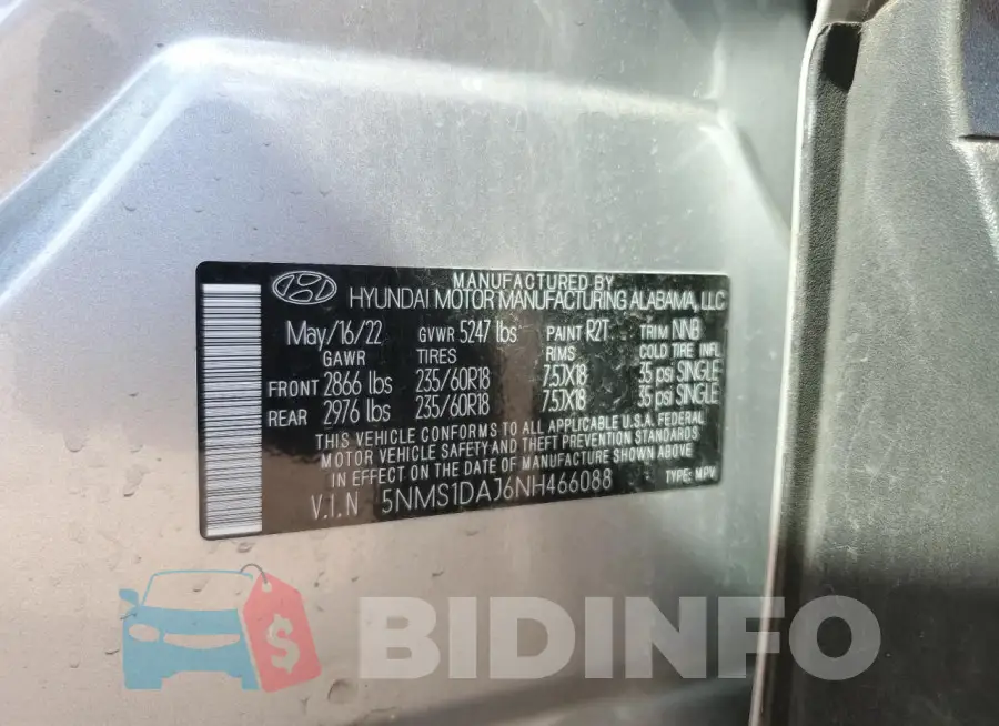 5NMS1DAJ6NH466088 Photo# 12