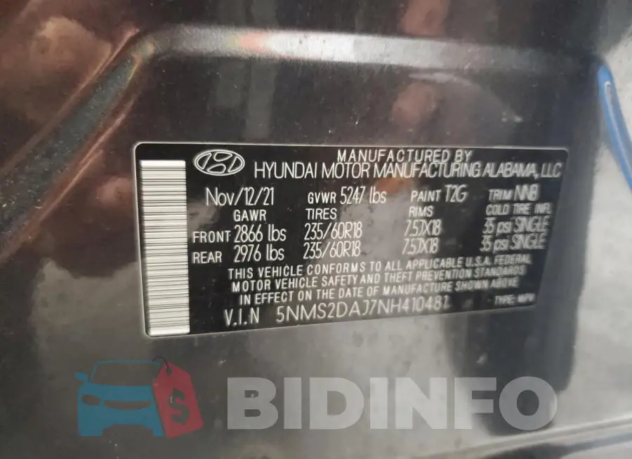 5NMS2DAJ7NH410481 Photo# 14