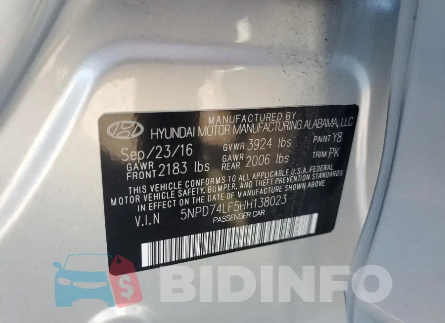 5NPD74LF5HH138023 Photo# 12