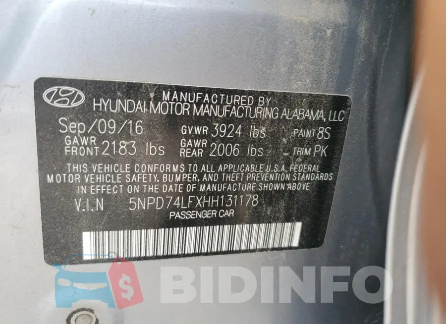 5NPD74LFXHH131178 Photo# 12