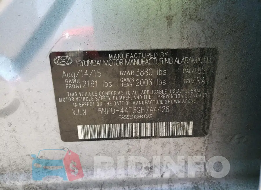 5NPDH4AE3GH744426 Photo# 12