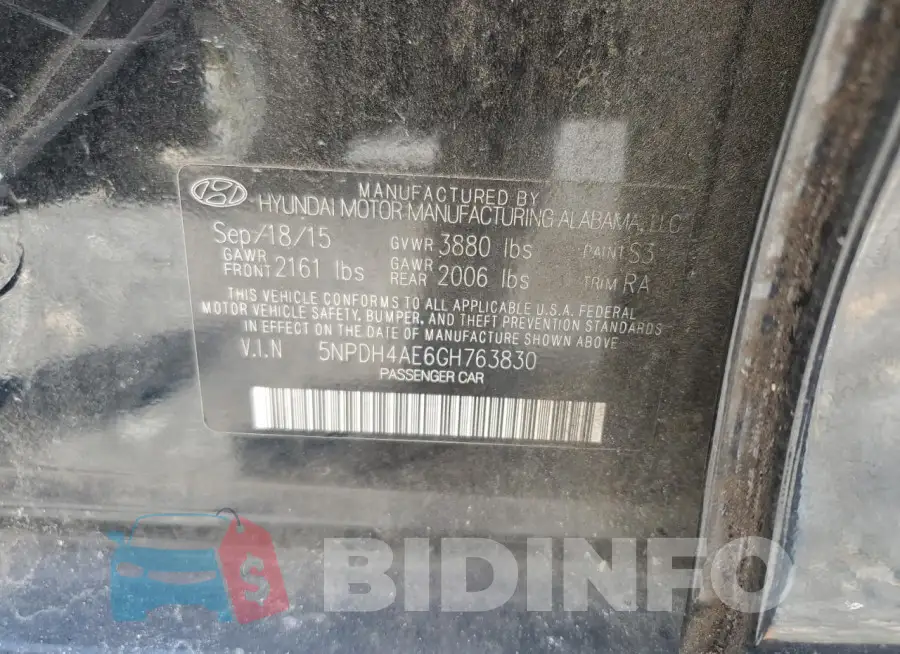 5NPDH4AE6GH763830 Photo# 13