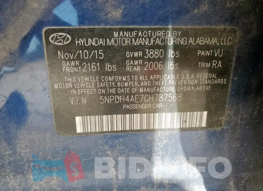 5NPDH4AE7GH787568 Photo# 13