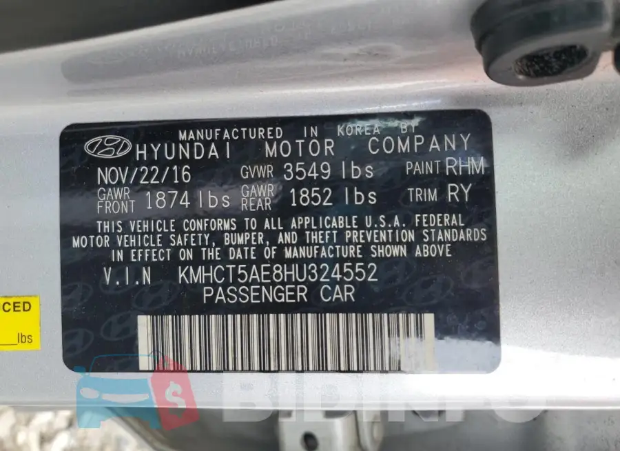 KMHCT5AE8HU324552 Photo# 12