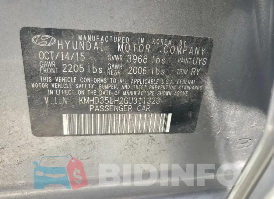 KMHD35LH2GU311323 Photo# 12