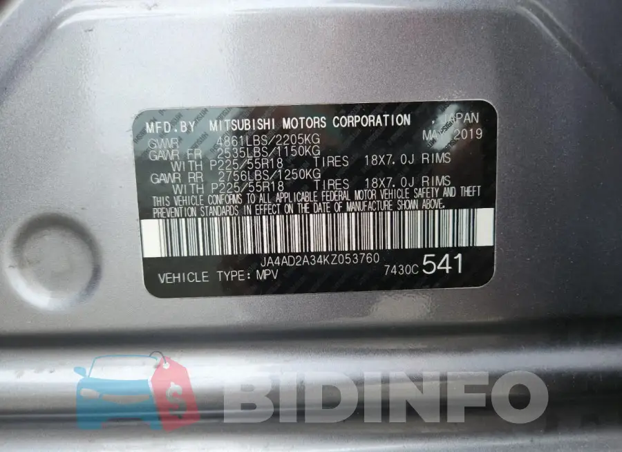 JA4AD2A34KZ053760 Photo# 14