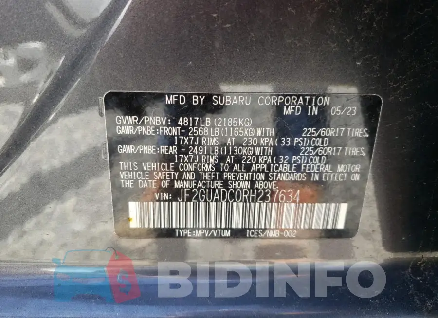 JF2GUADC0RH237634 Photo# 12