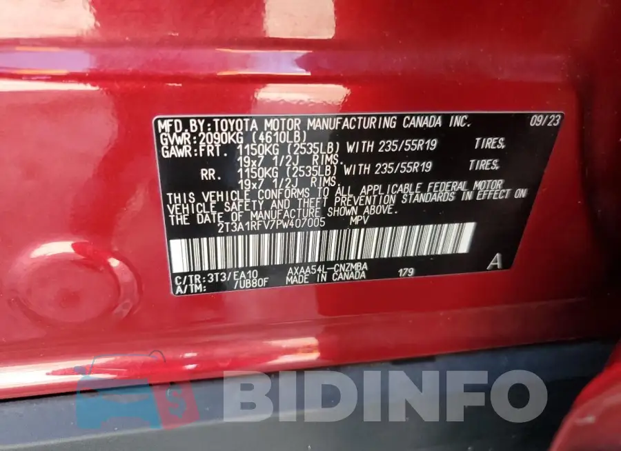 2T3A1RFV7PW407005 Photo# 13
