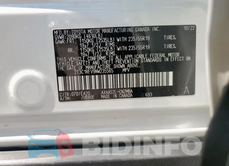 2T3C1RFV9NW235565 Photo# 13