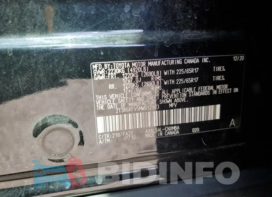 2T3R6RFV5MW012983 Photo# 13