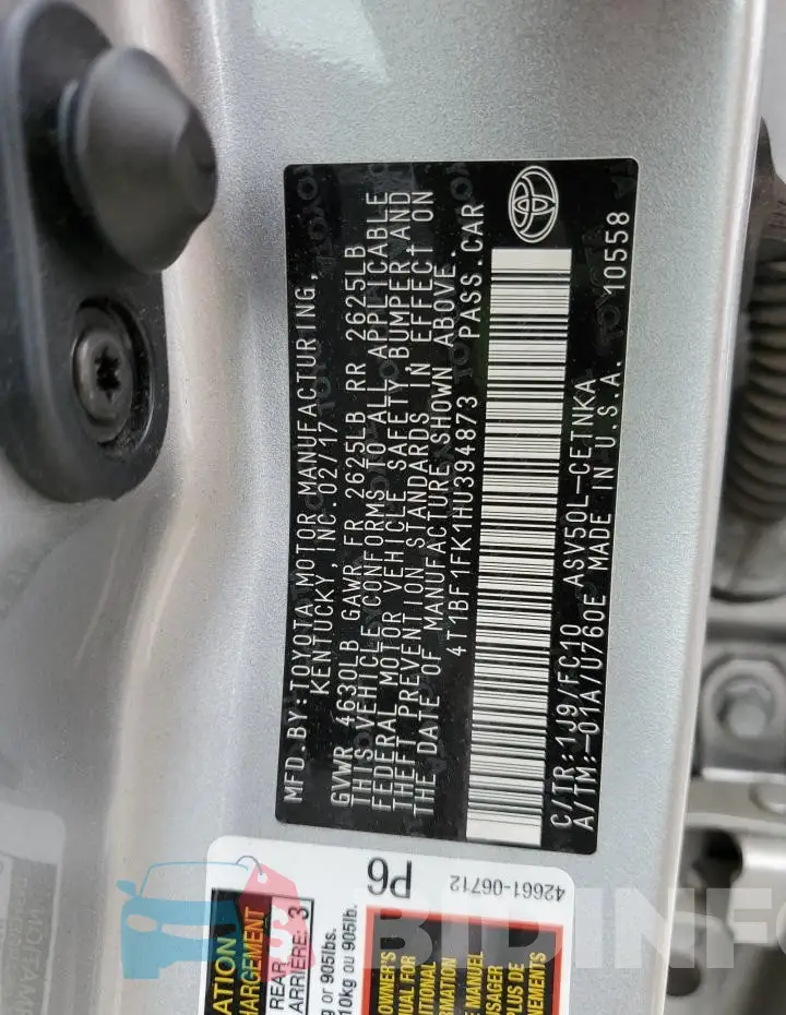 4T1BF1FK1HU394873 Photo# 12