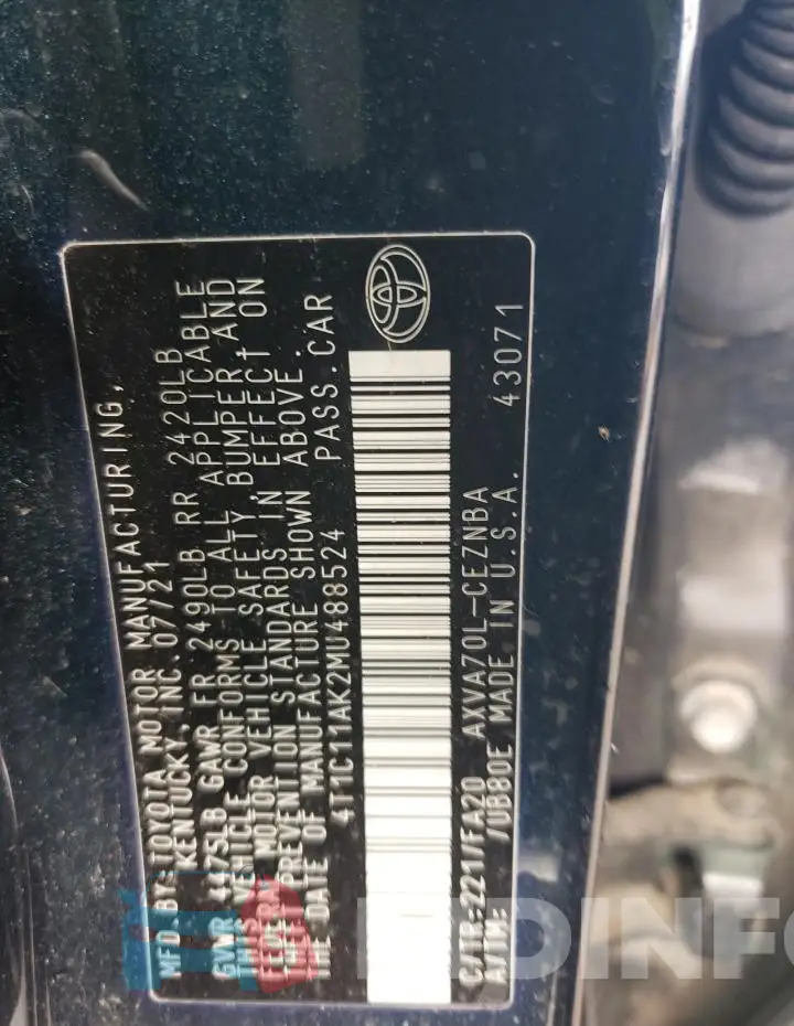 4T1C11AK2MU488524 Photo# 13