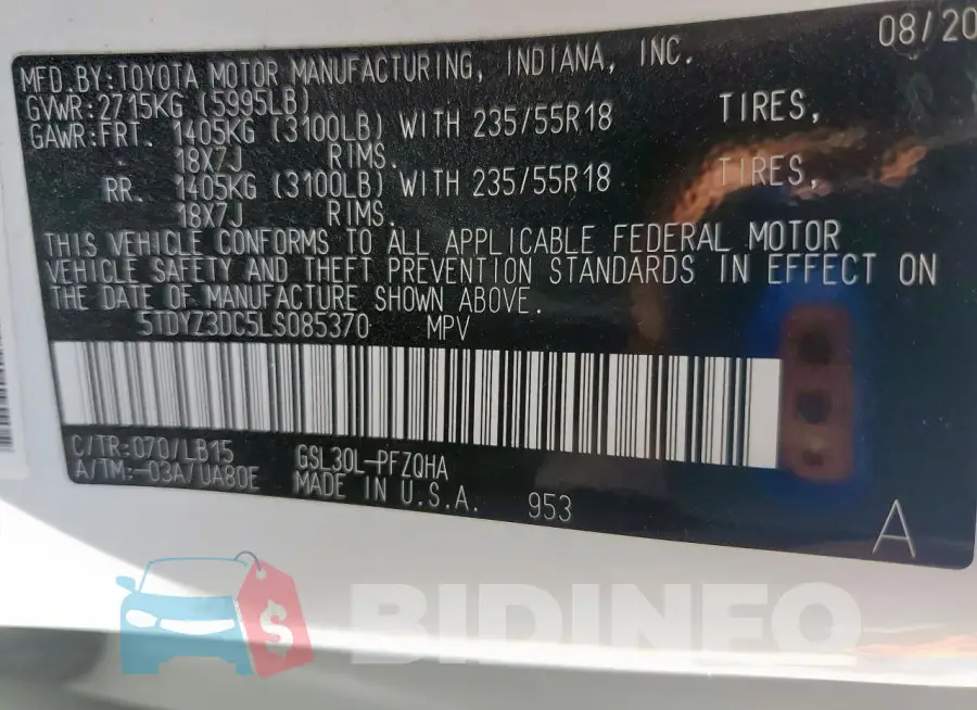 5TDYZ3DC5LS085370 Photo# 13